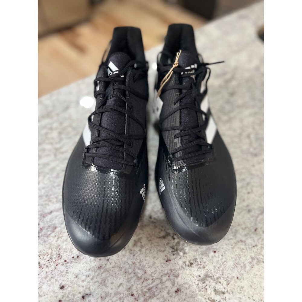 Adidas Adizero Mens Football Cleats Black White Size 15 FZ4220 New - Picture 2 of 5